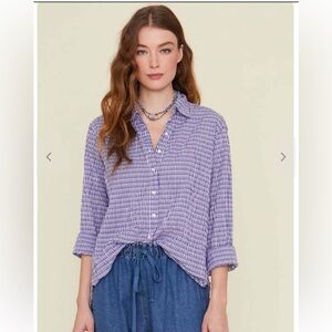 XiRENA Purple Textured Cotton Blend Long Sleeve Button Down Beau Top Sz. XS